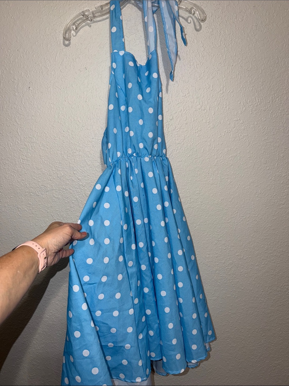 Costume overall dress blue with white polka dots Forum novelties halter dress